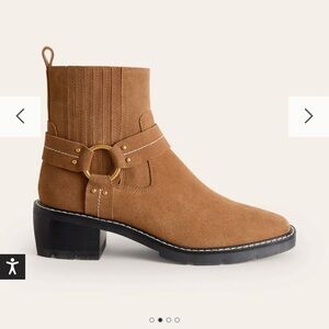 Boden Harness Biker Brown Suede Heeled Boots 8 (39) NWT